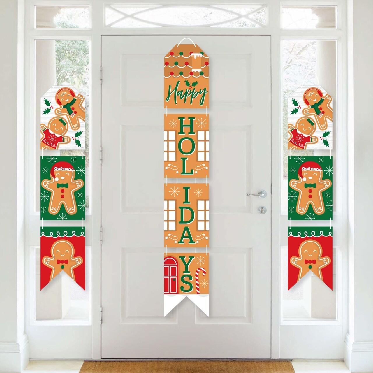 Big Dot of Happiness Gingerbread Christmas - Hanging Vertical Paper Door Banners - Gingerbread Man Holiday Party Wall Decor Kit - Indoor Door Decor